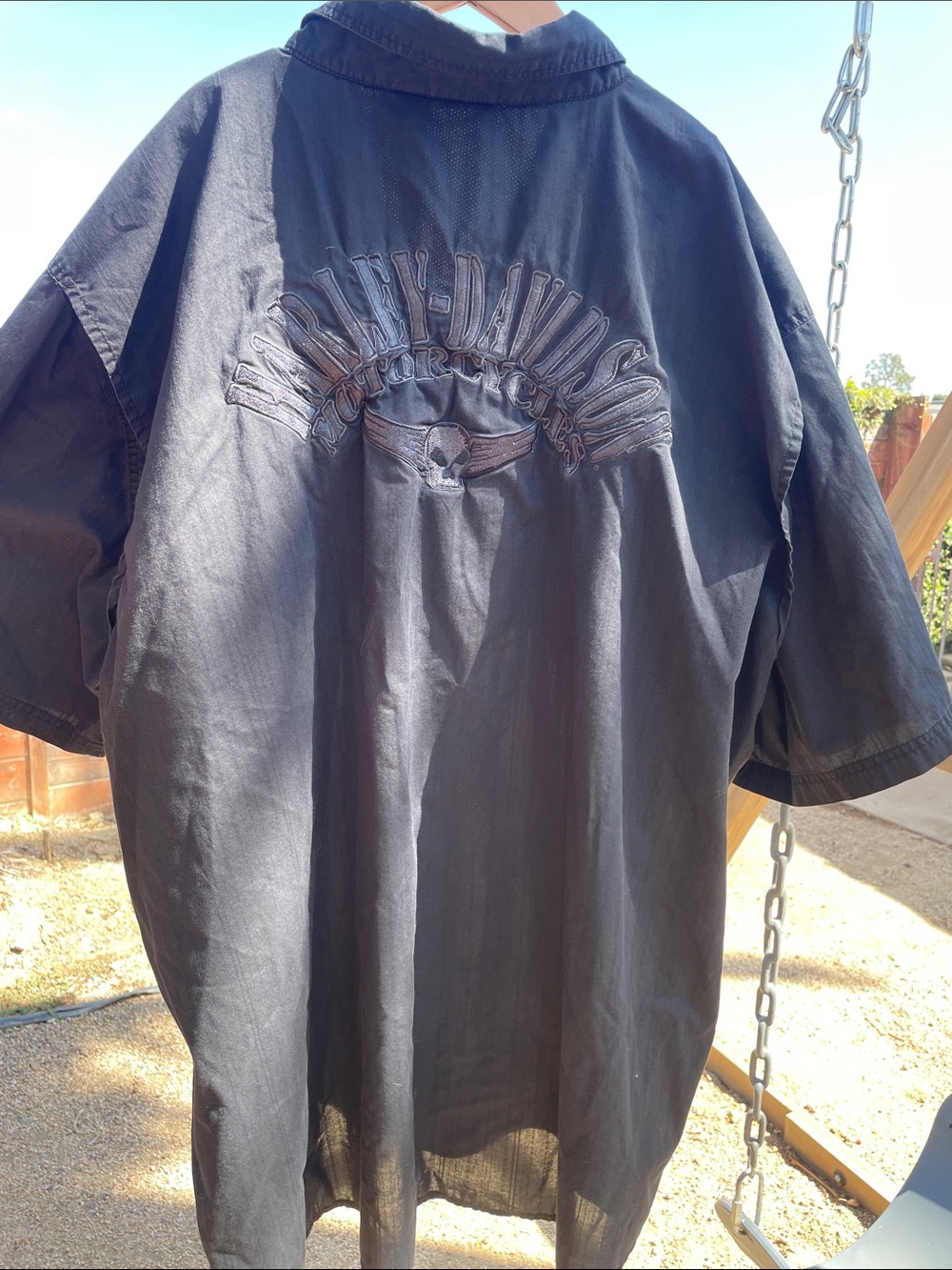 Harley-Davidson Black Embroidered Winged Skull Snap Shirt